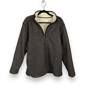 XL ORVIS FLEECE JACKET MENS BLACK WHITE LONG SLEEVE PULLOVER STYLE OUTDOOR